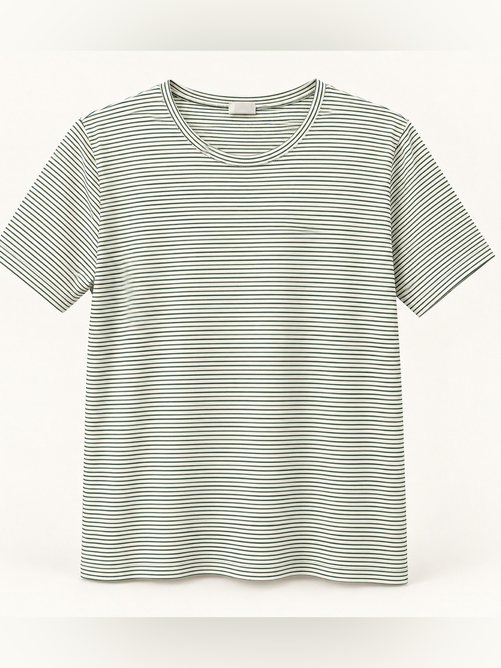 LAKE Women’s Pima Cotton Striped Crewneck Top Green White Size L